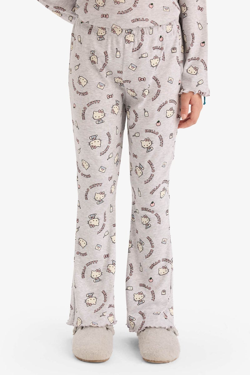 DeFacto Grey Girl Girl Hello Kitty Ribbed Camisole 2 Piece Pajama Set Casual - Image 5